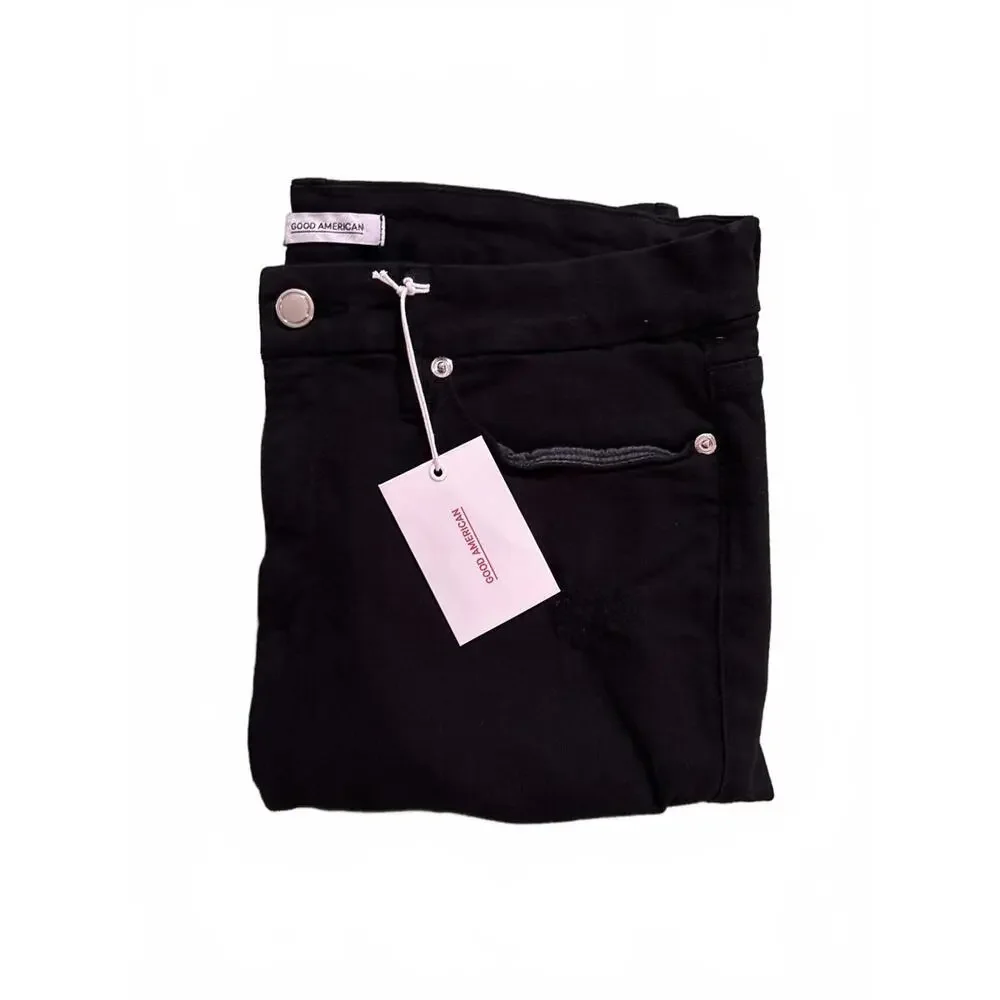 NWT Good American Good Legs Black Ripped Jeans Size 14/32 - Picture 2 of 6